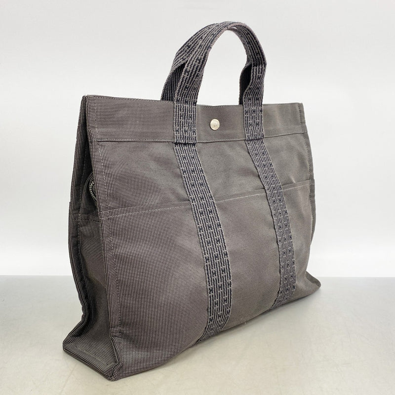 【6gc3659-k】エルメス トートバッグ エールラインMM キャンバス グレー シルバー金具【中古】メンズ レディース ユニセックス