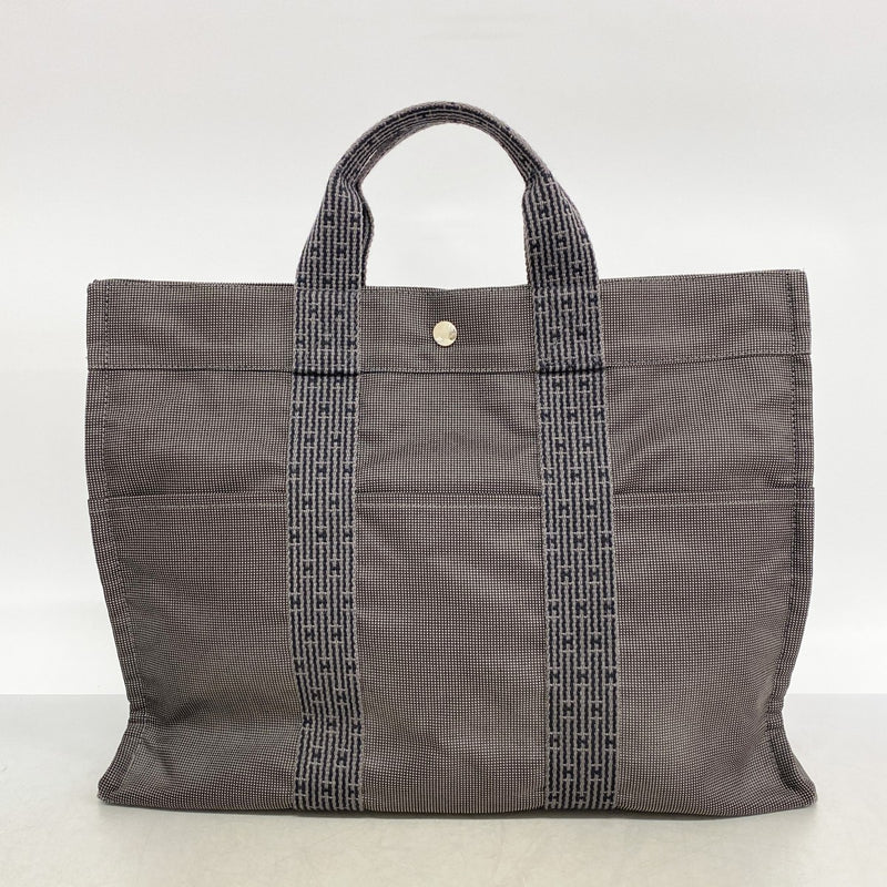 【6gc3659-k】エルメス トートバッグ エールラインMM キャンバス グレー シルバー金具【中古】メンズ レディース ユニセックス