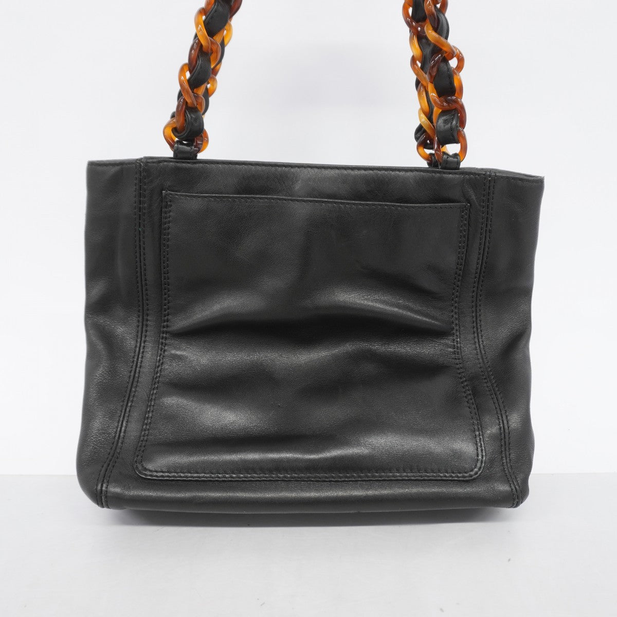 【6gc3661-k】シャネル トートバッグ レザー ブラック シルバー金具【中古】レディース