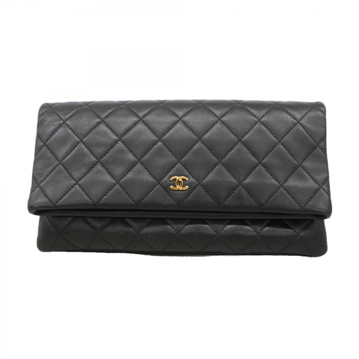 【6gc3662-k】シャネル クラッチバッグ マトラッセ ラムスキン ブラック ゴールド金具【中古】メンズ レディース ユニセックス