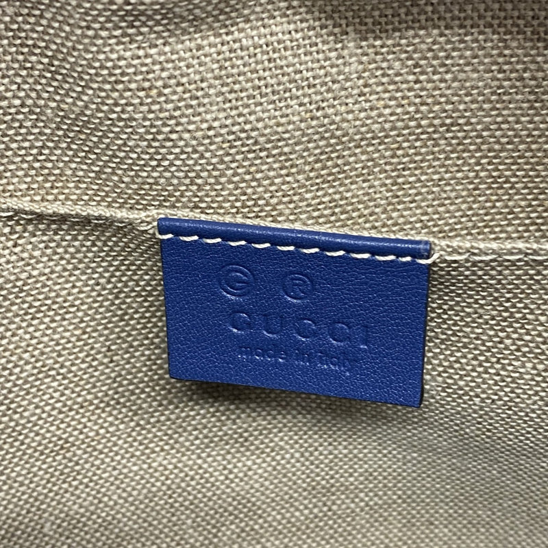 【6gc3674-k】グッチ ショルダーバッグ グッチシマ 449413 レザー ブルー シャンパンゴールド金具【中古】レディース