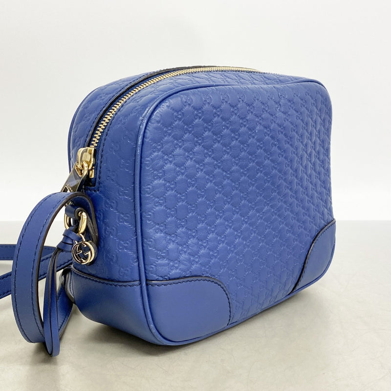 【6gc3674-k】グッチ ショルダーバッグ グッチシマ 449413 レザー ブルー シャンパンゴールド金具【中古】レディース