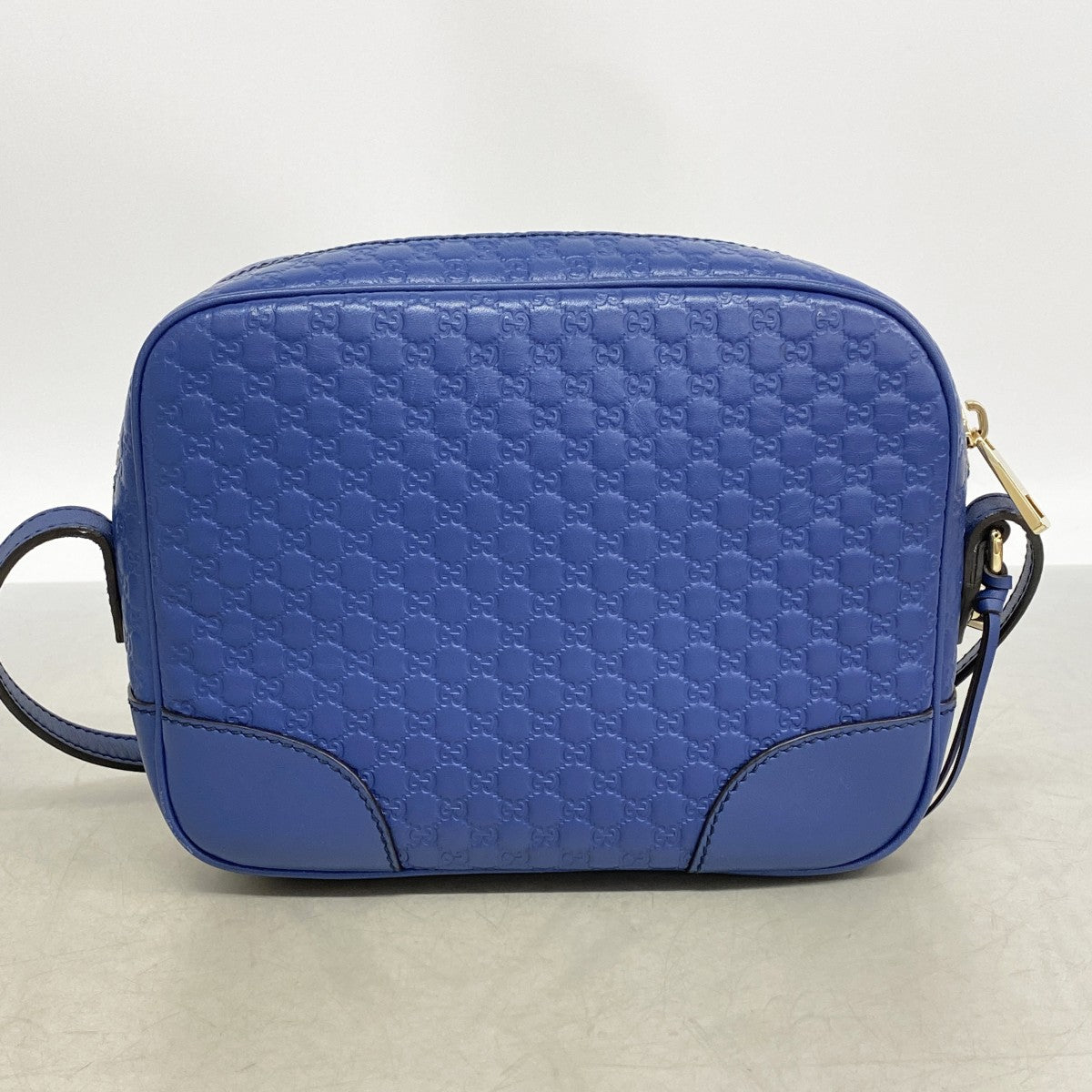 【6gc3674-k】グッチ ショルダーバッグ グッチシマ 449413 レザー ブルー シャンパンゴールド金具【中古】レディース