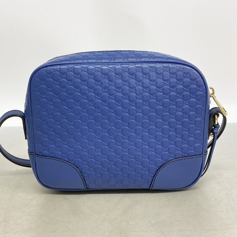 【6gc3674-k】グッチ ショルダーバッグ グッチシマ 449413 レザー ブルー シャンパンゴールド金具【中古】レディース