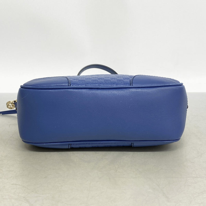 【6gc3674-k】グッチ ショルダーバッグ グッチシマ 449413 レザー ブルー シャンパンゴールド金具【中古】レディース