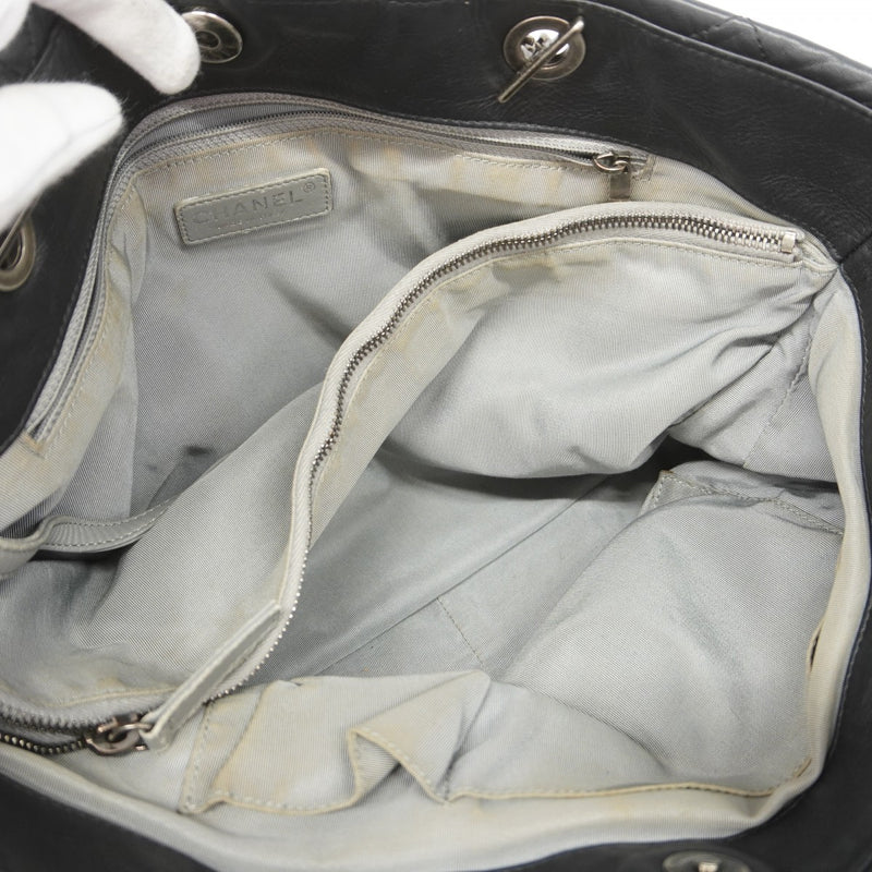 【6gc3686】シャネル トートバッグ マトラッセ ラムスキン ブラック シルバー金具【中古】レディース