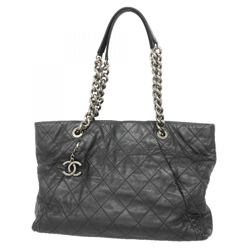 【6gc3686】シャネル トートバッグ マトラッセ ラムスキン ブラック シルバー金具【中古】レディース