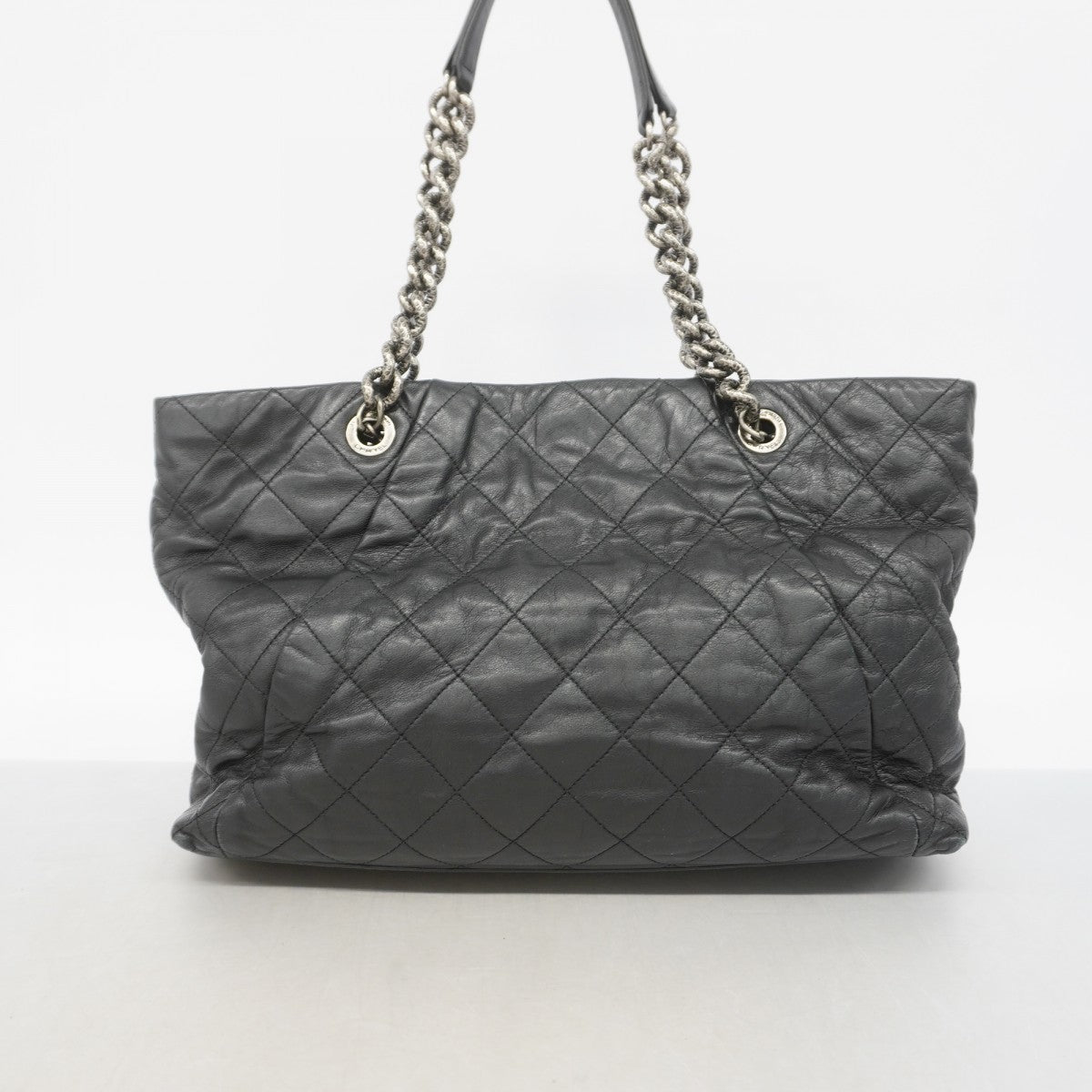 【6gc3686】シャネル トートバッグ マトラッセ ラムスキン ブラック シルバー金具【中古】レディース
