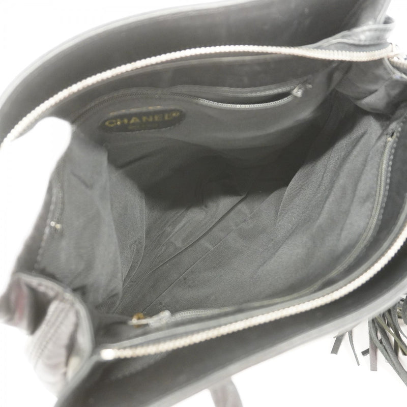 【6gc3687】シャネル トートバッグ レザー ブラック シルバー金具【中古】レディース