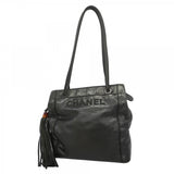 【6gc3687】シャネル トートバッグ レザー ブラック シルバー金具【中古】レディース