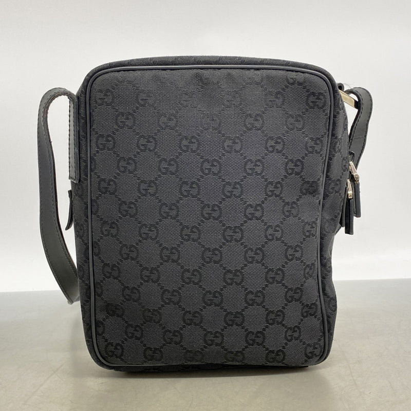 【6gc3714-k】グッチ ショルダーバッグ GGキャンバス 03136 キャンバス ブラック シルバー金具【中古】レディース