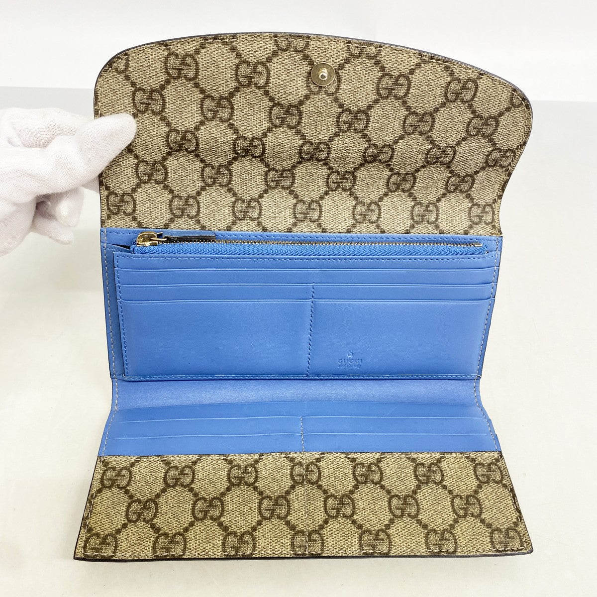 【6gc3716-k】グッチ 三つ折り長財布 GGスプリーム 256926 PVC ブラウン ゴールド金具【中古】メンズ レディース ユニセックス