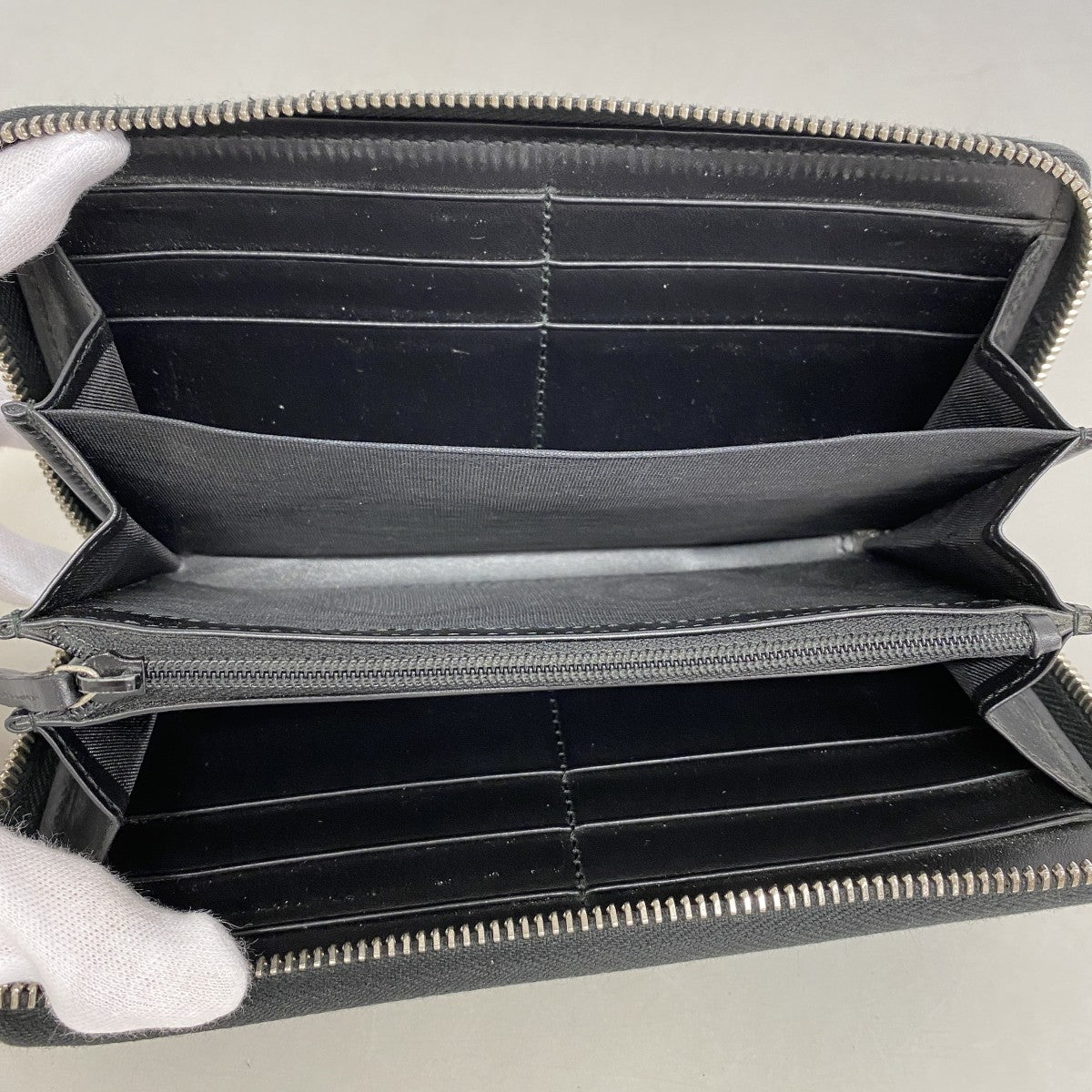【6gc3732-k】グッチ 長財布 グッチシマ 408839 レザー ブラック シルバー金具【中古】レディース