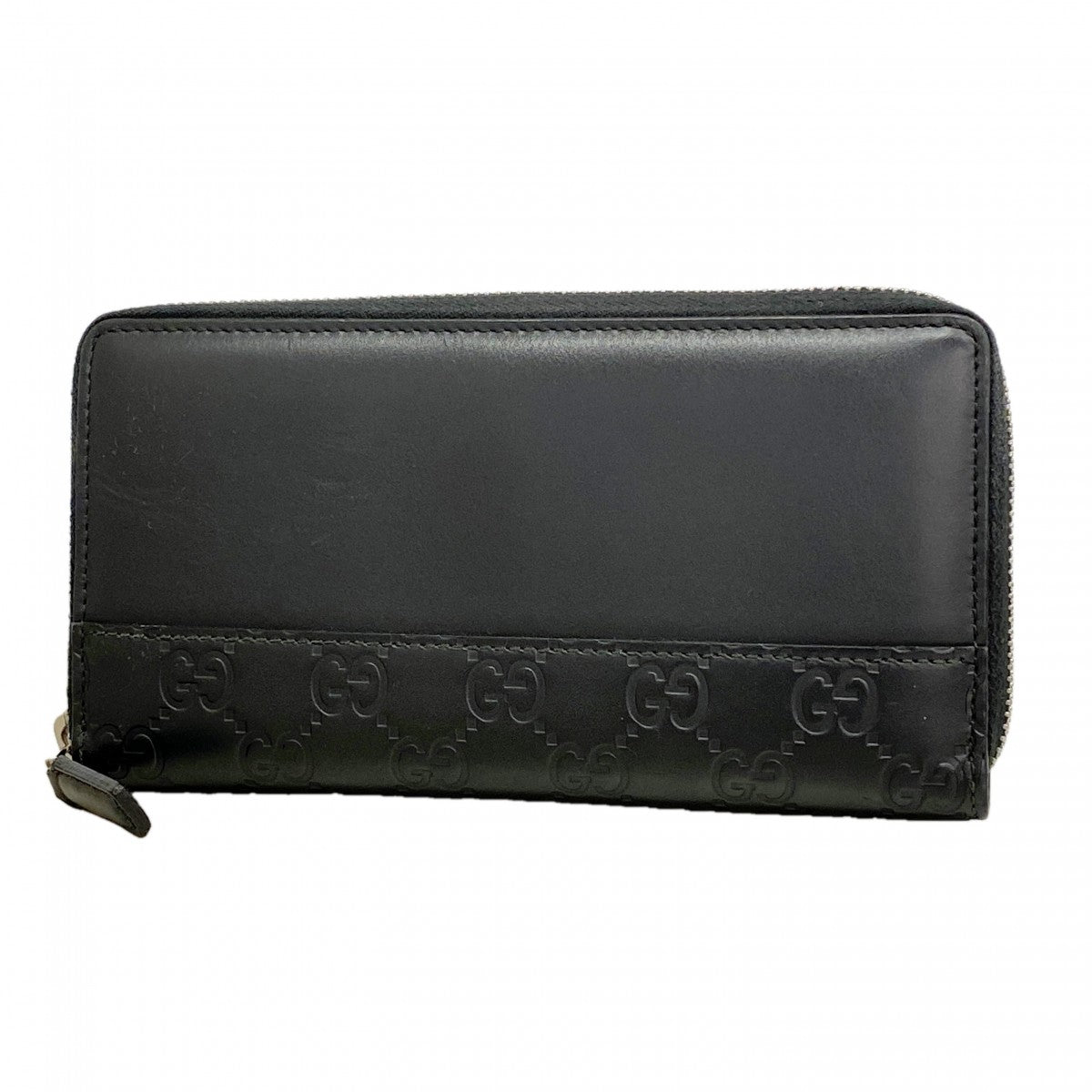 【6gc3732-k】グッチ 長財布 グッチシマ 408839 レザー ブラック シルバー金具【中古】レディース