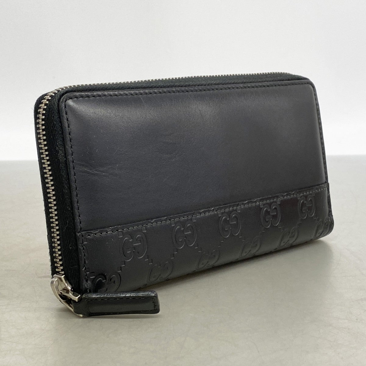 【6gc3732-k】グッチ 長財布 グッチシマ 408839 レザー ブラック シルバー金具【中古】レディース