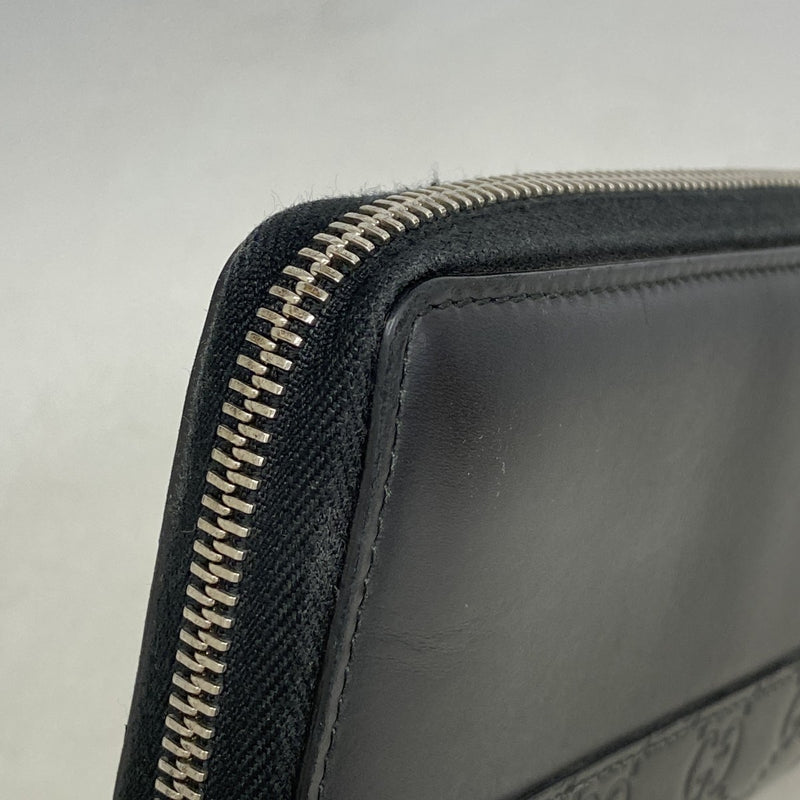 【6gc3732-k】グッチ 長財布 グッチシマ 408839 レザー ブラック シルバー金具【中古】レディース