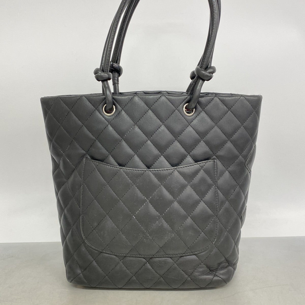 【6gc3733-k】シャネル トートバッグ カンボン ラムスキン ブラック シルバー金具【中古】レディース