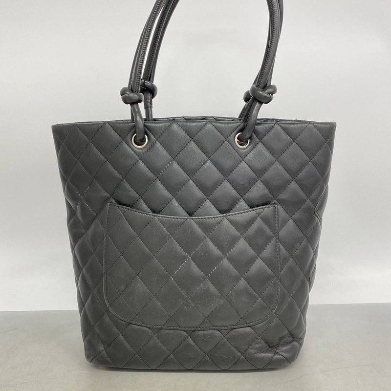 【6gc3733-k】シャネル トートバッグ カンボン ラムスキン ブラック シルバー金具【中古】レディース