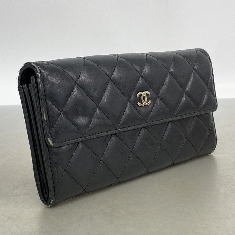 【6gc3734-k】ルイヴィトン 長財布 マトラッセ ラムスキン ブラック シルバー金具【中古】レディース
