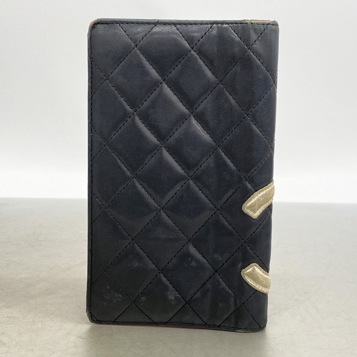 【6gc3742-k】シャネル 長財布 カンボン ラムスキン ブラック ホワイト シルバー金具【中古】レディース