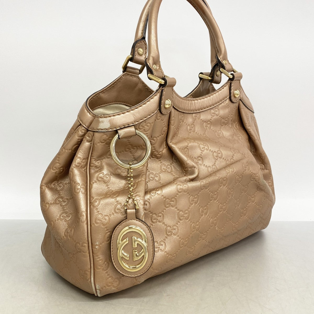 【6gc3743-k】グッチ トートバッグ グッチシマ スーキー 211944 レザー ピンク ゴールド金具【中古】レディース