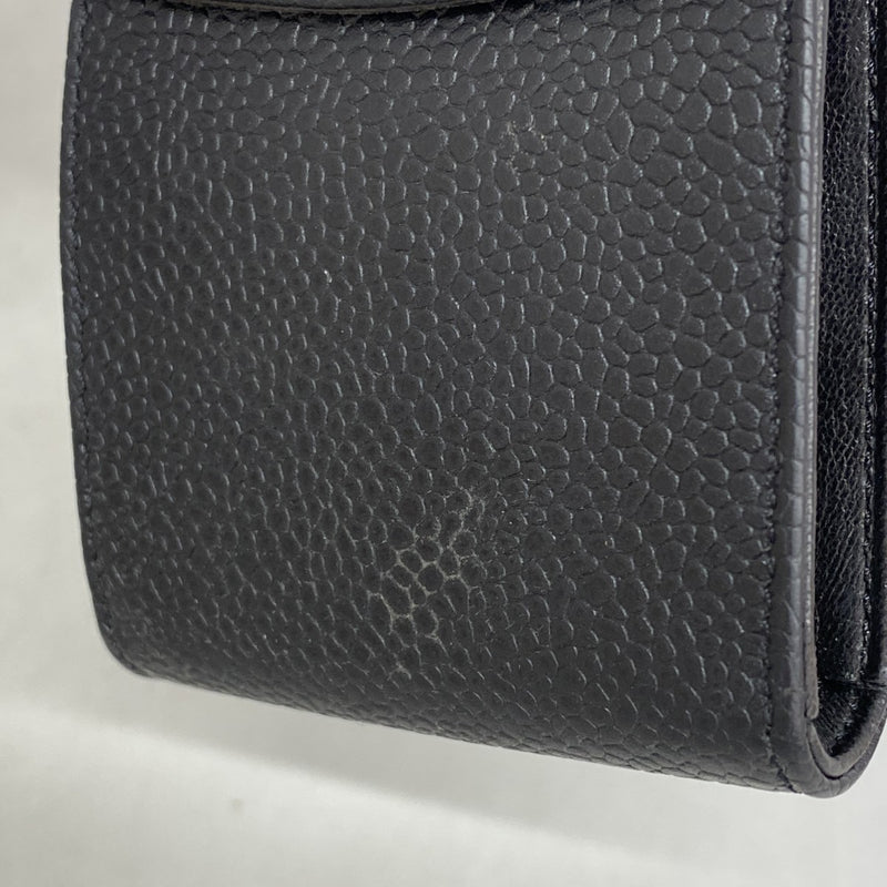 【6gc3762-k】シャネル シガレットケース キャビアスキン ブラック ゴールド金具【中古】レディース