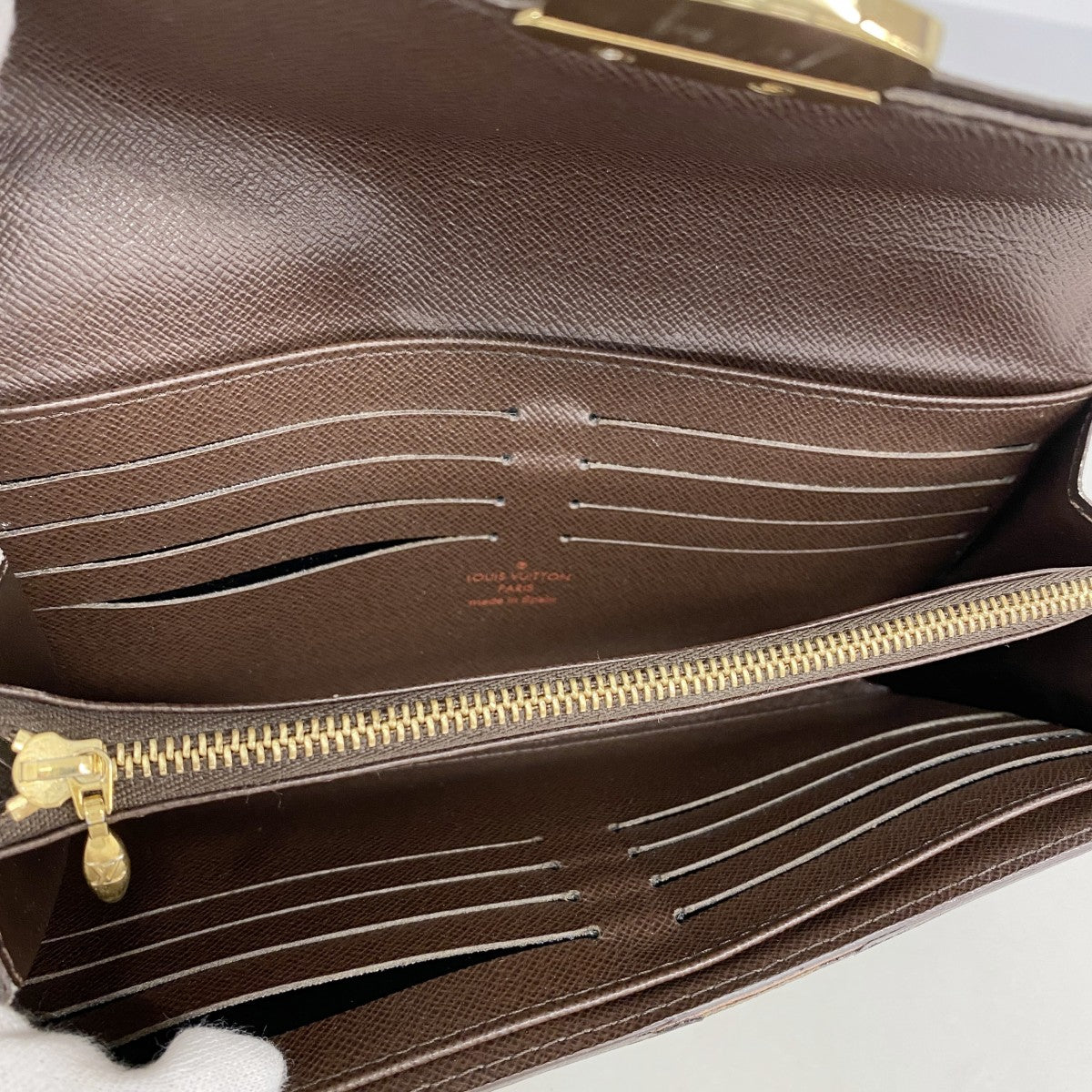 【6gc3766-k】ルイヴィトン 長財布 ダミエ ポルトフォイユシスティナ N61747 エベヌ【中古】レディース
