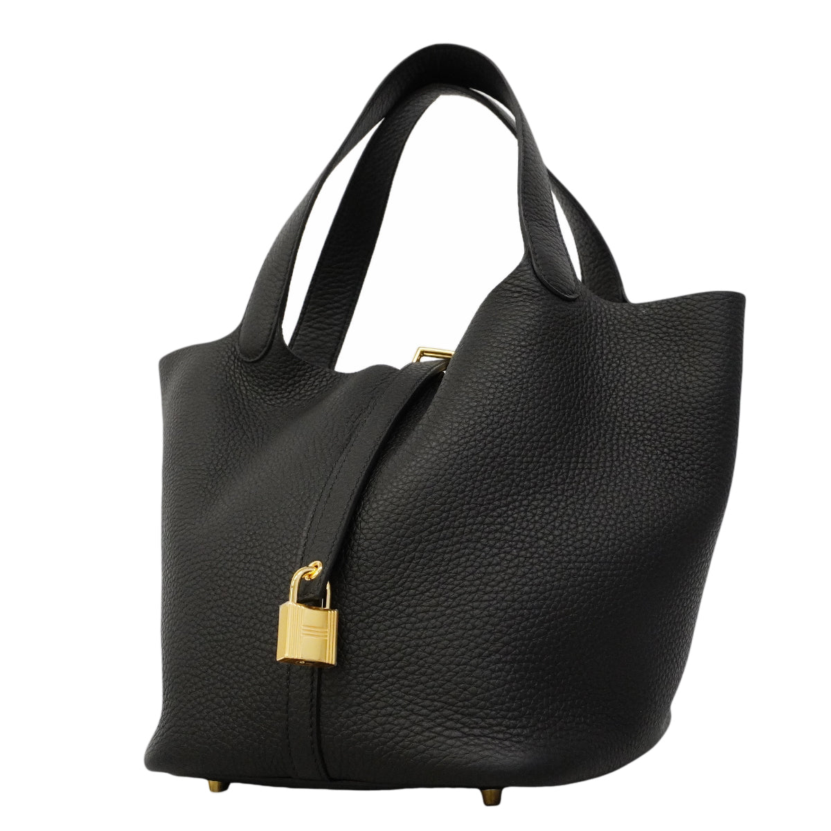 【6gd3792】エルメス ハンドバッグ ピコタンロックMM トリヨンクレマンス ブラック ゴールド金具 K刻印【中古】レディース