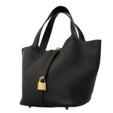 【6gd3792】エルメス ハンドバッグ ピコタンロックMM トリヨンクレマンス ブラック ゴールド金具 K刻印【中古】レディース