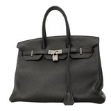 【6gd3796-h】エルメス ハンドバッグ バーキン35 トゴ ブラック シルバー金具 □Q刻印【中古】レディース