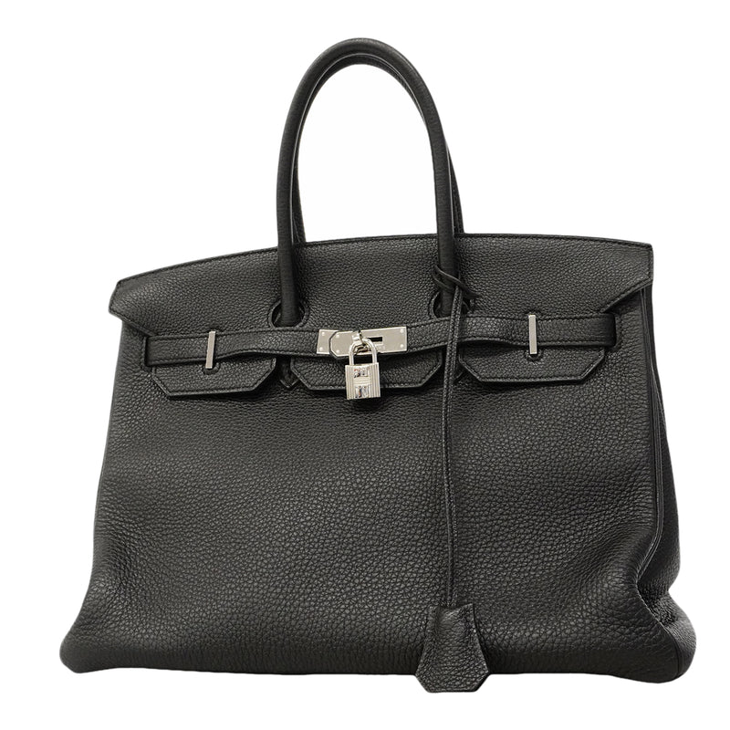 【6gd3796-h】エルメス ハンドバッグ バーキン35 トゴ ブラック シルバー金具 □Q刻印【中古】レディース