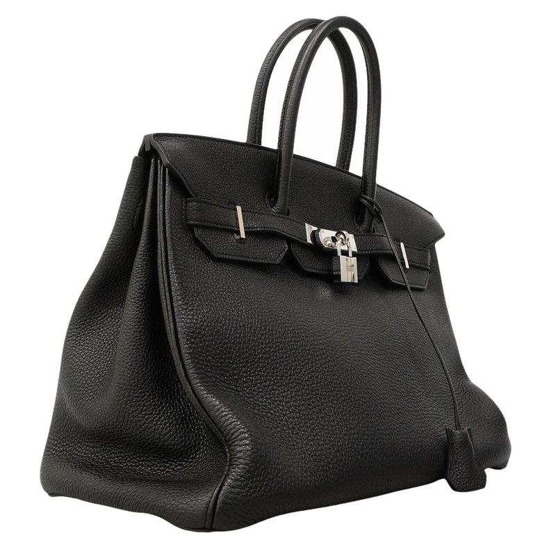 【6gd3796-h】エルメス ハンドバッグ バーキン35 トゴ ブラック シルバー金具 □Q刻印【中古】レディース