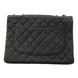 【6gd3797-h】シャネル ショルダーバッグ デカマトラッセ Wチェーン キャビアスキン ブラック シルバー金具【中古】レディース