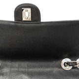 【6gd3797-h】シャネル ショルダーバッグ デカマトラッセ Wチェーン キャビアスキン ブラック シルバー金具【中古】レディース
