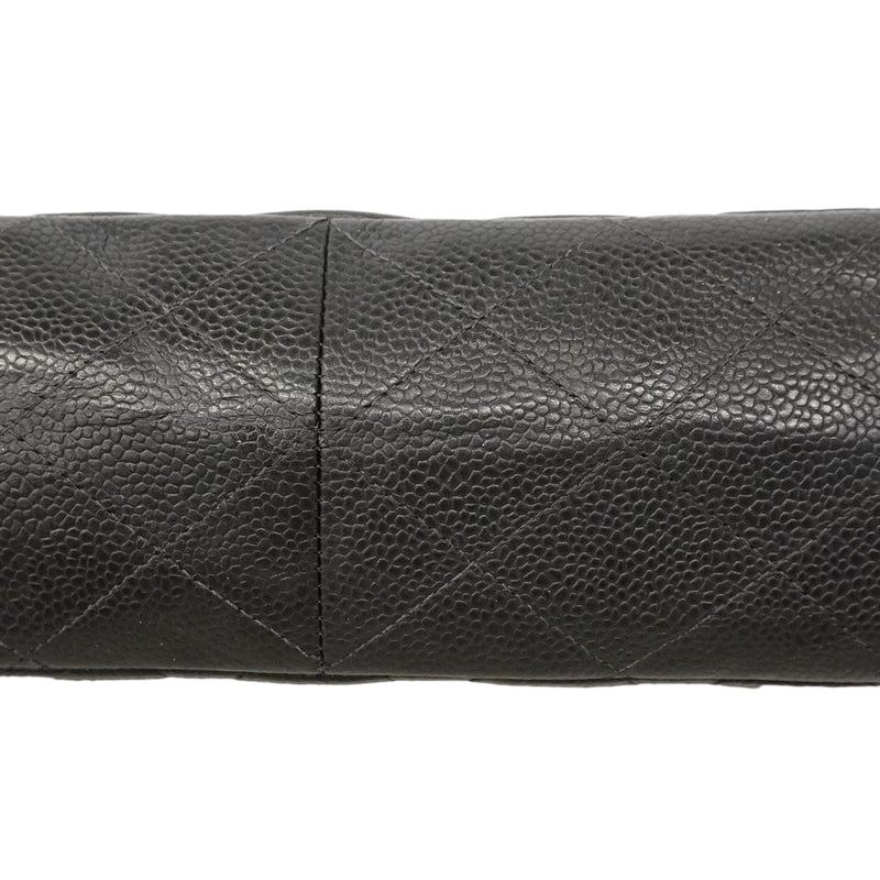 【6gd3797-h】シャネル ショルダーバッグ デカマトラッセ Wチェーン キャビアスキン ブラック シルバー金具【中古】レディース