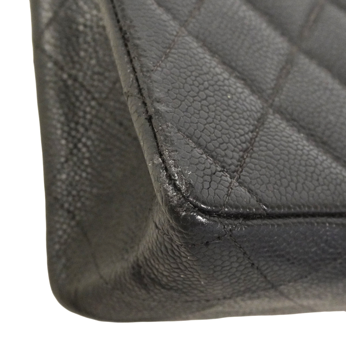 【6gd3797-h】シャネル ショルダーバッグ デカマトラッセ Wチェーン キャビアスキン ブラック シルバー金具【中古】レディース