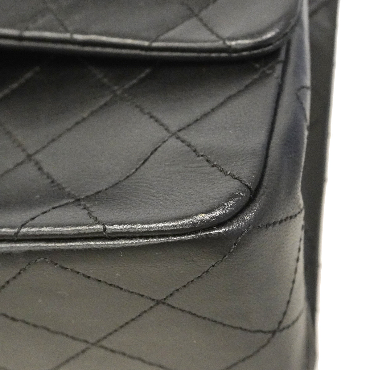 【6gd3798-h】シャネル ショルダーバッグ マトラッセ Wフラップ Wチェーン ラムスキン ブラック ゴールド金具【中古】レディース