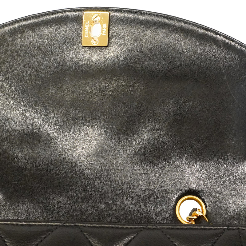 【6gd3802】シャネル ショルダーバッグ ダイアナ チェーンショルダー ラムスキン ブラック ゴールド金具【中古】レディース