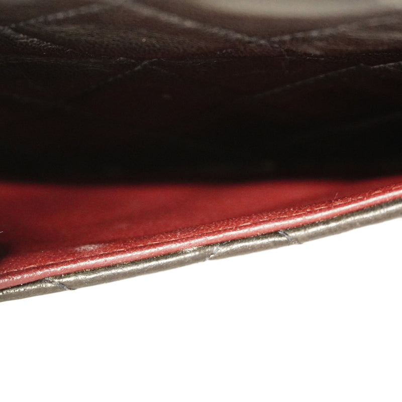 【6gd3803】シャネル ショルダーバッグ マトラッセ Wフラップ Wチェーン ラムスキン ブラック ゴールド金具【中古】レディース