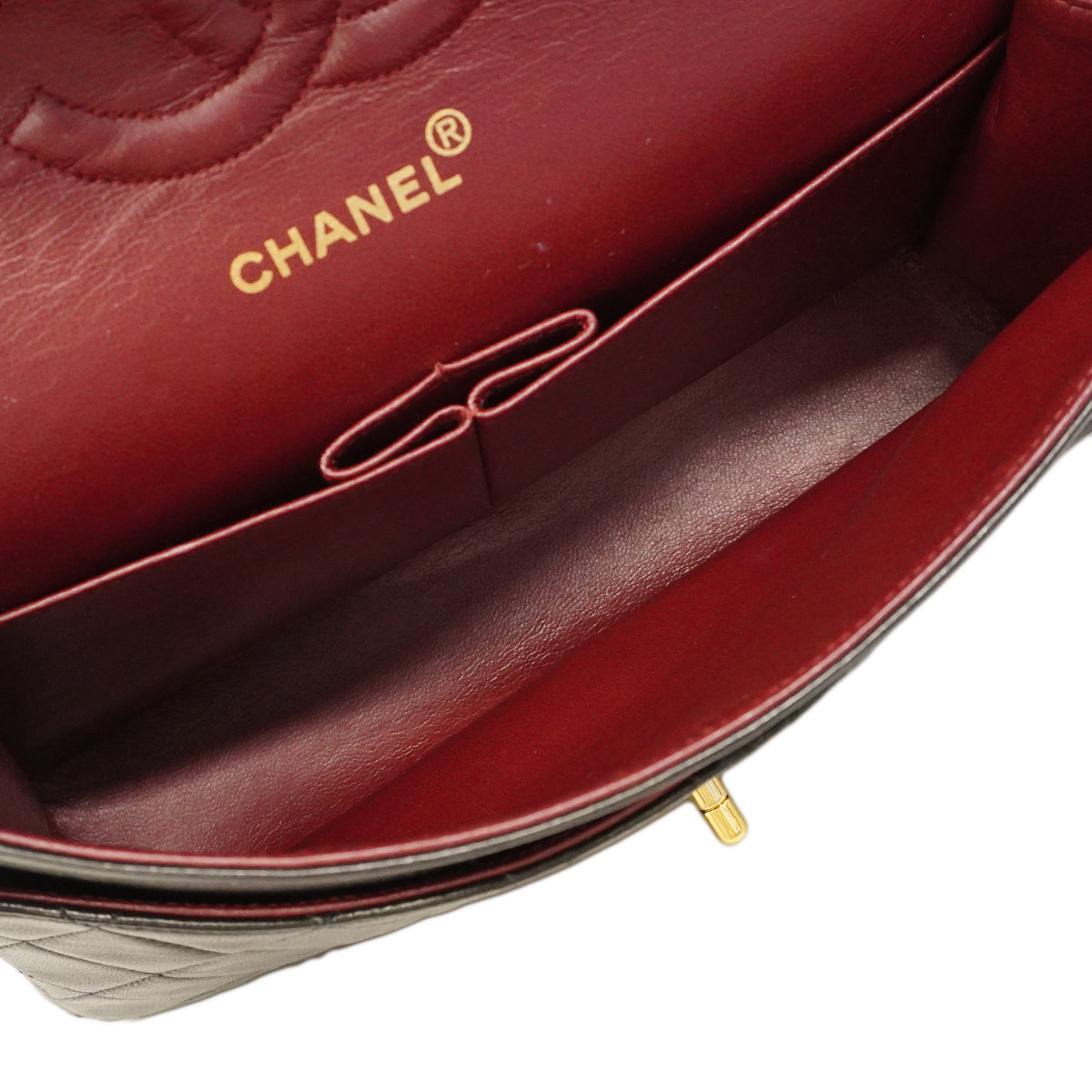 【6gd3803】シャネル ショルダーバッグ マトラッセ Wフラップ Wチェーン ラムスキン ブラック ゴールド金具【中古】レディース