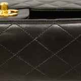 【6gd3803】シャネル ショルダーバッグ マトラッセ Wフラップ Wチェーン ラムスキン ブラック ゴールド金具【中古】レディース