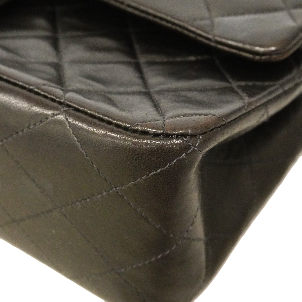 【6gd3803】シャネル ショルダーバッグ マトラッセ Wフラップ Wチェーン ラムスキン ブラック ゴールド金具【中古】レディース