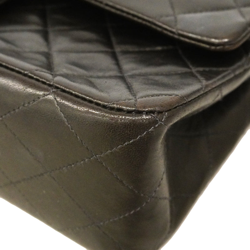 【6gd3803】シャネル ショルダーバッグ マトラッセ Wフラップ Wチェーン ラムスキン ブラック ゴールド金具【中古】レディース