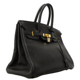 【6gd3807】エルメス ハンドバッグ バーキン35 アルデンヌ ブラック ゴールド金具 □E刻印【中古】レディース