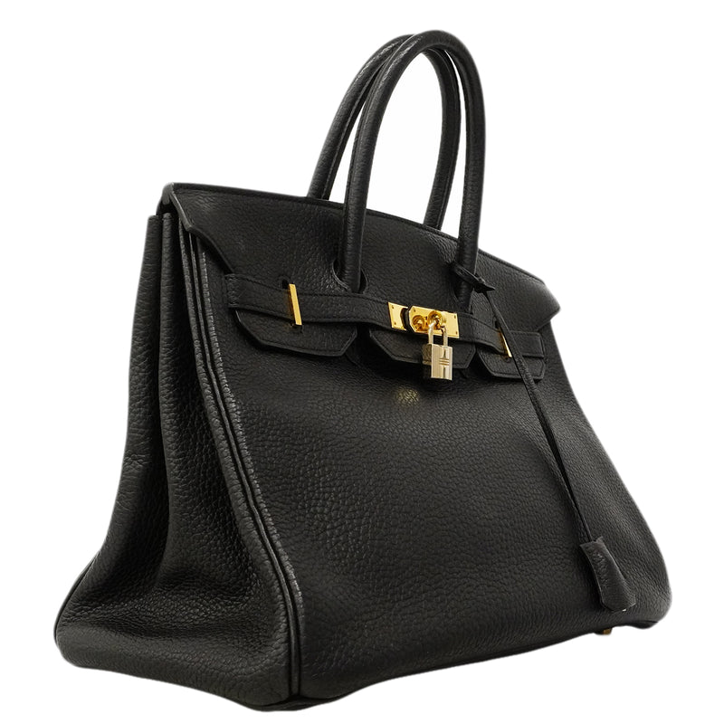 【6gd3807】エルメス ハンドバッグ バーキン35 アルデンヌ ブラック ゴールド金具 □E刻印【中古】レディース