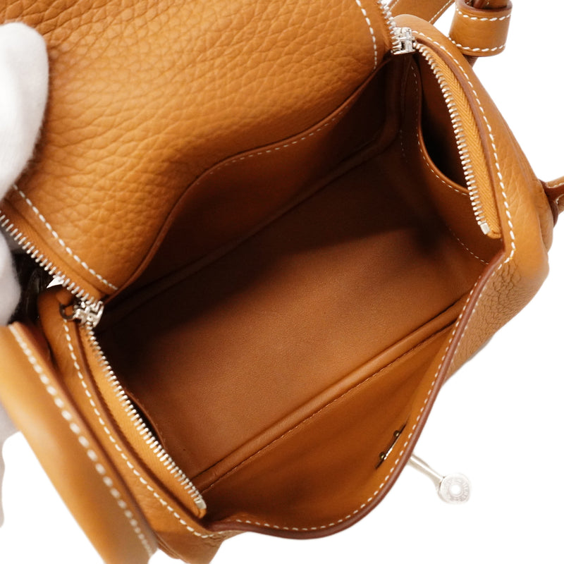 【6gd3810】エルメス ハンドバッグ リンディミニ トリヨンクレマンス ゴールド シルバー金具 K刻印 2wayバッグ【中古】レディース