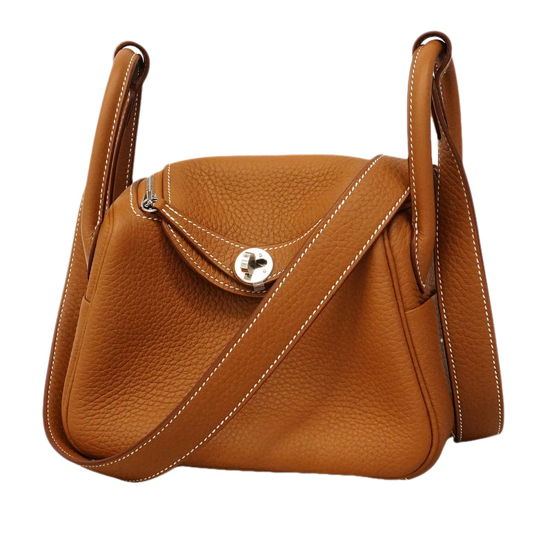【6gd3810】エルメス ハンドバッグ リンディミニ トリヨンクレマンス ゴールド シルバー金具 K刻印 2wayバッグ【中古】レディース