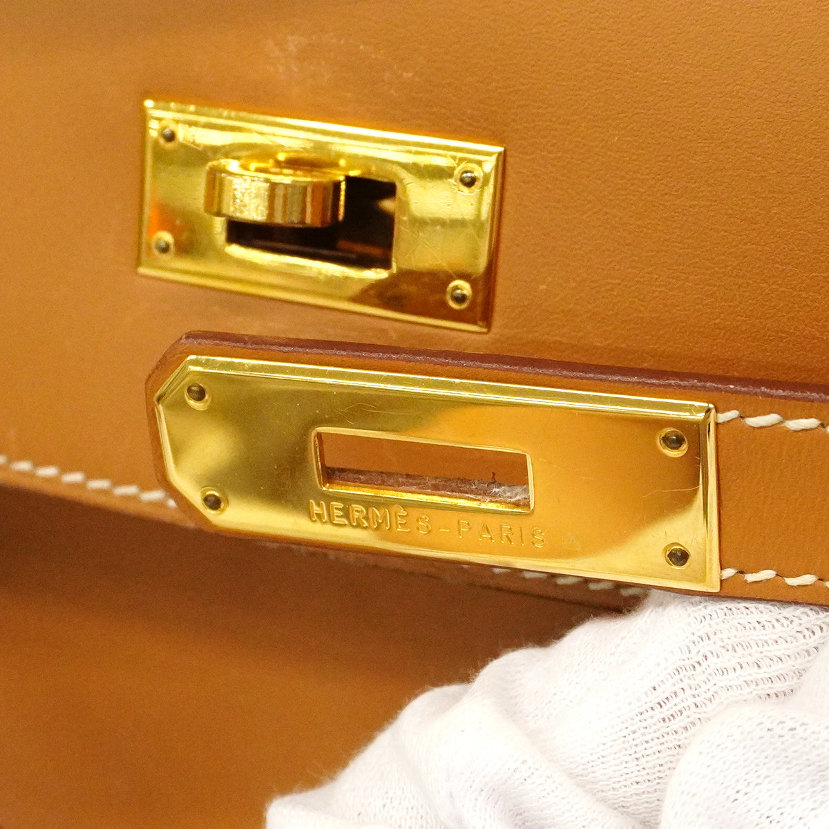 【6gd3811】エルメス ハンドバッグ ケリー32 ボックスカーフ ナチュラルサブレ ゴールド金具 □C刻印【中古】レディース