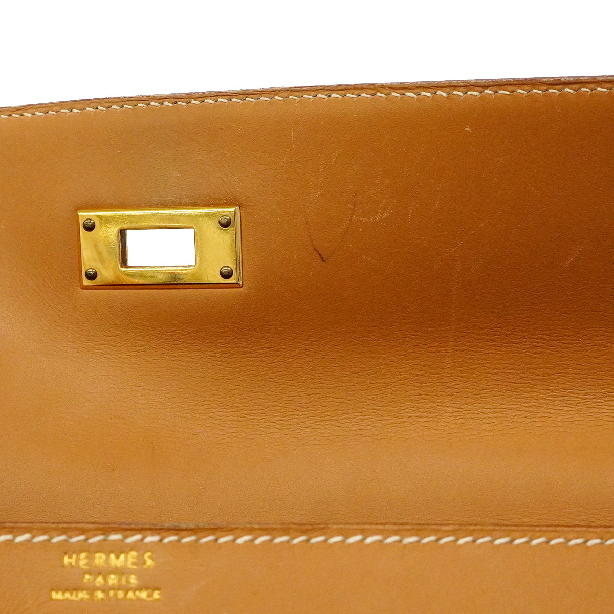 【6gd3811】エルメス ハンドバッグ ケリー32 ボックスカーフ ナチュラルサブレ ゴールド金具 □C刻印【中古】レディース