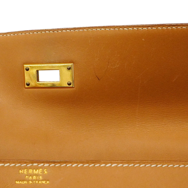 【6gd3811】エルメス ハンドバッグ ケリー32 ボックスカーフ ナチュラルサブレ ゴールド金具 □C刻印【中古】レディース
